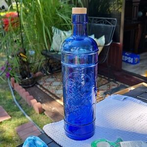 Kirkland Signature Vibrant Blue Glass Bottle with Cork